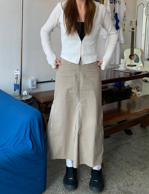 zipper long skirt